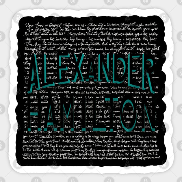 Alexander Hamilton-with Lyric Background Sticker by shemazingdesigns